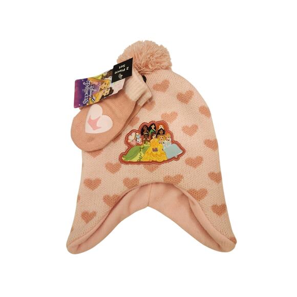 NWT Disney Princess Girl's Hat & Gloves Set Pink - Picture 1 of 8